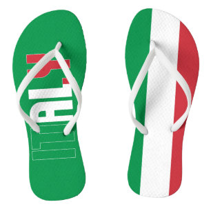 Italy Flag Inscription Green Red White Patriotic  Jandals