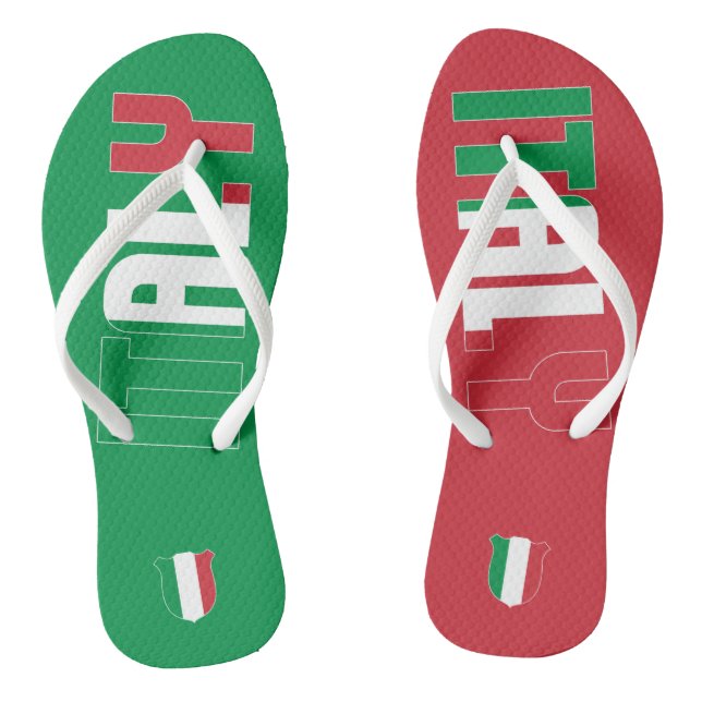 Italy Flag Inscription Green Red White Two Colour  Jandals (Footbed)