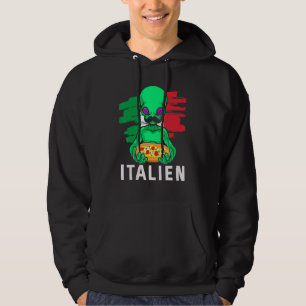 Italy Flag Italian Alien Vegan Pizza Word Game Hoodie