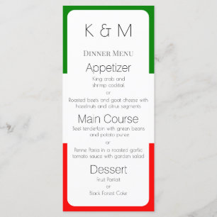 Italy Flag Italian Colours Menu