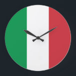 Italy Flag Large Clock<br><div class="desc">The Italian flag is a vertical triband. The used colours in the flag are red, white, green. The proportion of the Italian flag is 2:3. The Flag of Italy was adopted in 1948. The first use of the current flag design was in 1796. The last change to the current Italian...</div>