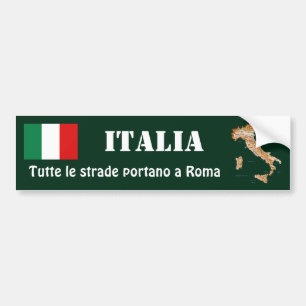 Italy Flag + Map Bumper Sticker