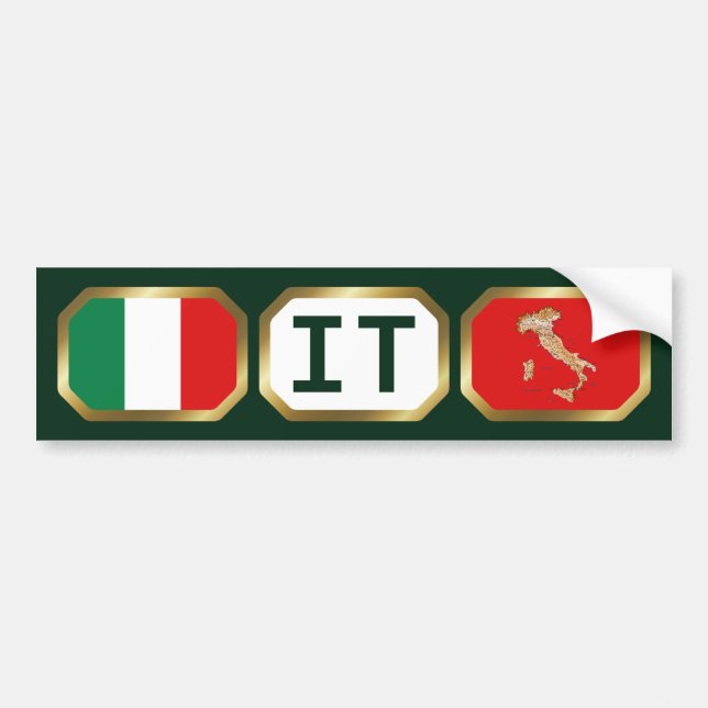 Italy Flag Map Code Bumper Sticker (Front)