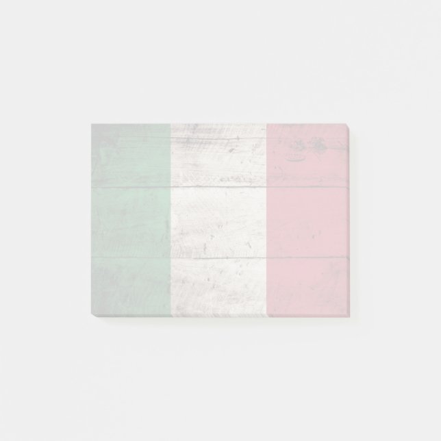 Italy Flag on Old Wood Grain Post-it Notes (Front)