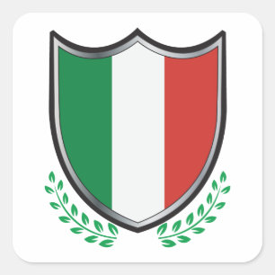 Italy Flag Shield with Laurels Square Sticker