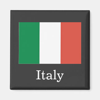Italy Flag, white text, Magnet