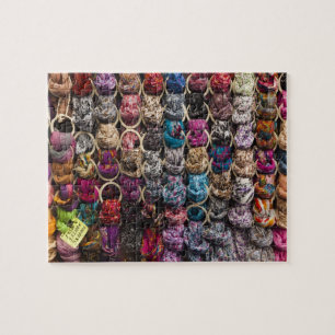 Italy, Florence, Colourful scarves outside shop Jigsaw Puzzle