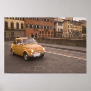 Italy, Florence. Fiat 800 Rally crosses Arno Poster