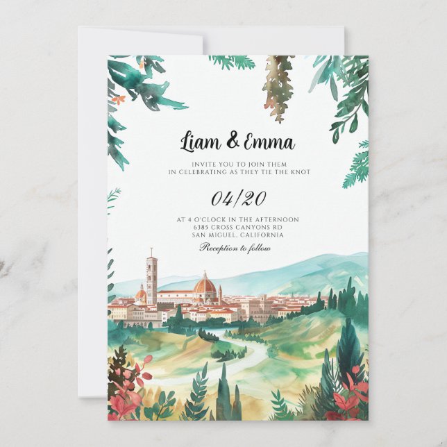 Italy Florence landscape Destination Wedding Invitation (Front)