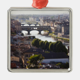 Italy, Florence, Ponte Vecchio and River Arno Metal Tree Decoration