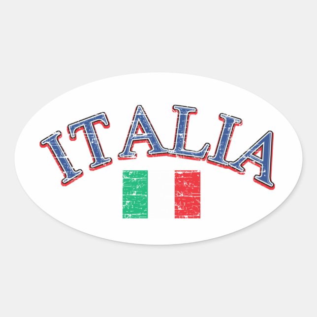 Italy football design oval sticker (Front)