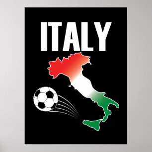 Italy Football Fan Map Boot Soccer Ball Poster