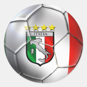 Italy Forza Azzurri Calcio Soccer Ball flag sports Classic Round Sticker