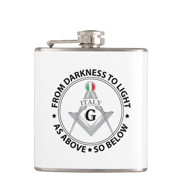 Italy freemasonry sign hip flask (Front)