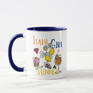 Italy Girl Summer Mediterranean Lemon Gelato Coffe Mug