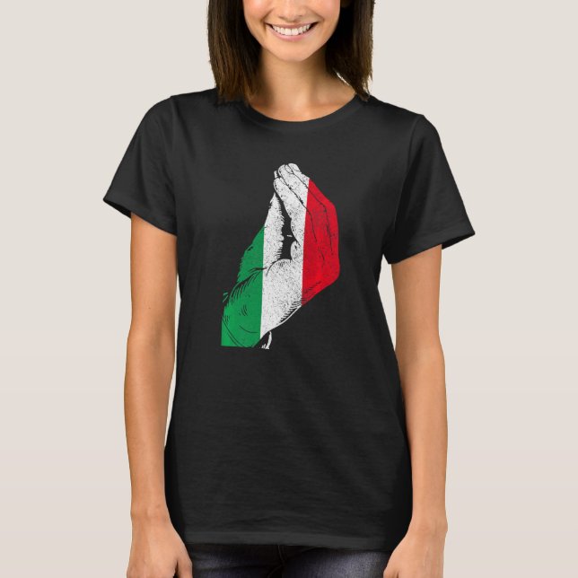 Italy Hand Gesture Italia Italian Flag Pride T-Shirt (Front)