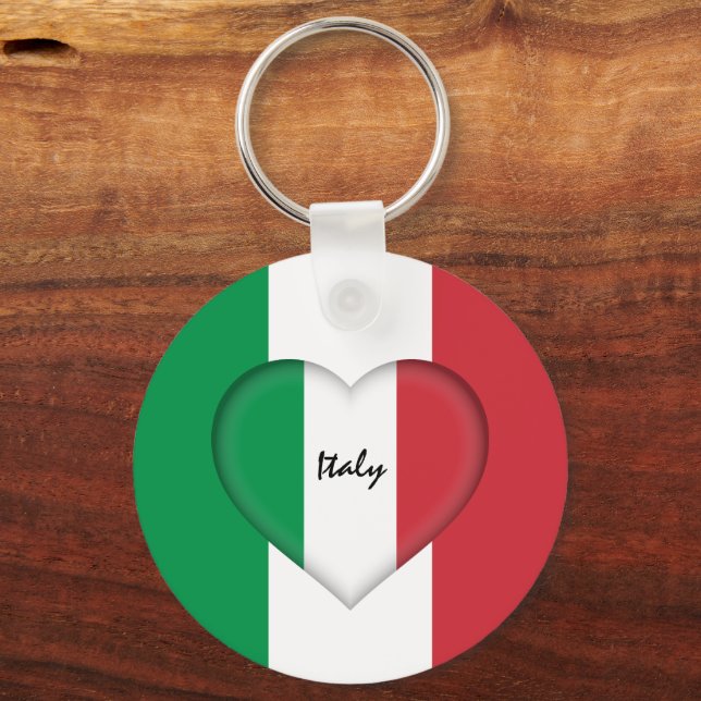 Italy & Heart,  Italian Flag fashion / sports Key Ring (Front)