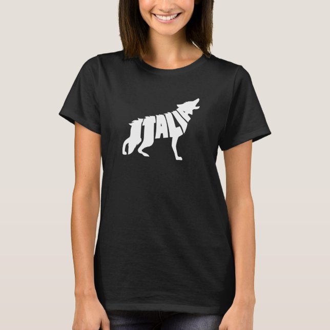 Italy Howling Italian Wolf Word Art - Funny Animal T-Shirt (Front)