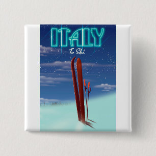 Italy 'Ice' Ski travel poster. 15 Cm Square Badge