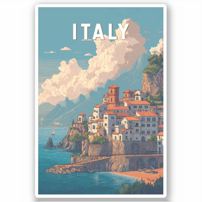 Italy Illustration Travel Art Vintage (Front)