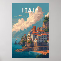 Italy Illustration Travel Art Vintage