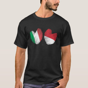 Italy Indonesia Heart Italian Flag Indonesian Flag T-Shirt