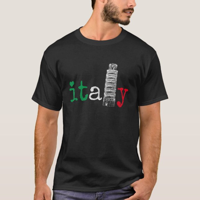 Italy Italia Italian Flag Pride Leaning Tower Of P T-Shirt (Front)