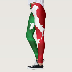 italy italia map red green white flag pattern leggings