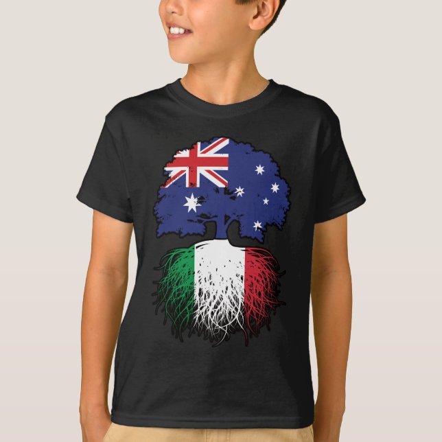 Italy Italian Australian Australia Tree Roots Flag T-Shirt (Front)