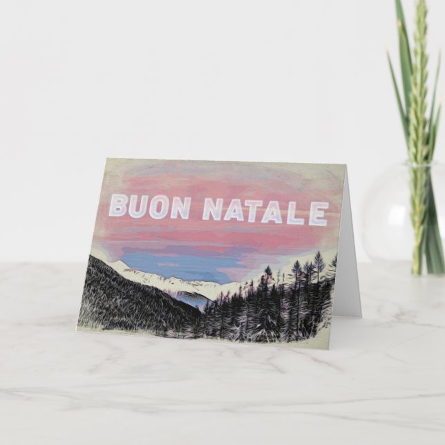 * Italy Italian Buon Natale Alps Christmas Card (Front)
