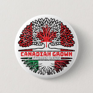 Italy Italian Canadian Canada Tree Roots Flag 6 Cm Round Badge