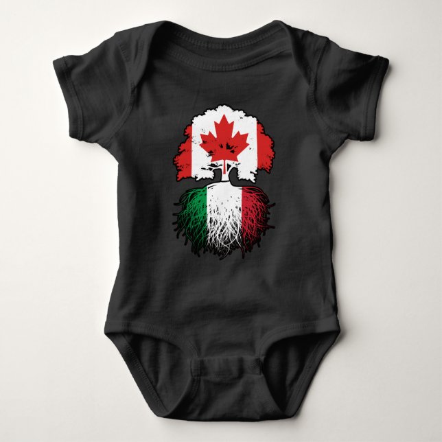 Italy Italian Canadian Canada Tree Roots Flag Baby Bodysuit (Front)