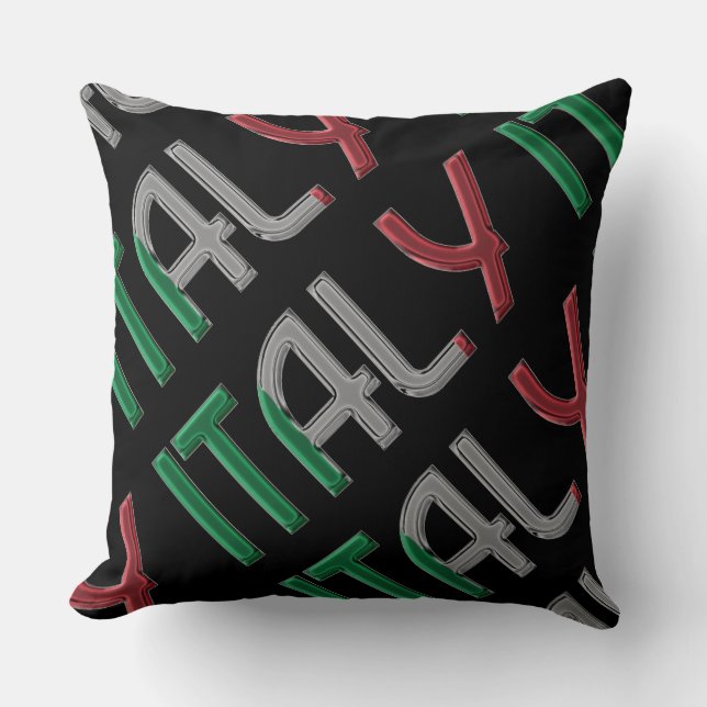 Italy Italian Flag Colours Typography Souvenir Cushion (Front)