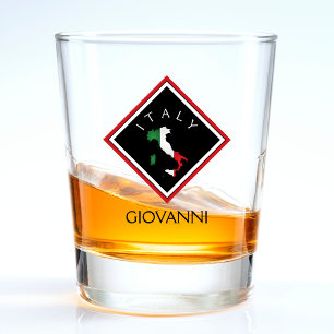 Italy Italian Flag Italia Map Black Diamond Name Shot Glass
