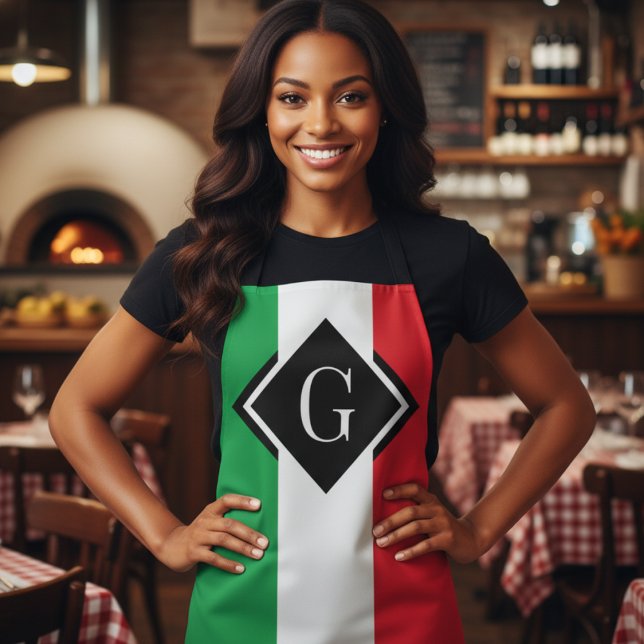 Italy Italian Flag Red White Green Italia Initial Apron (Italy Italian Flag Red White Green Italia Initial Apron
)