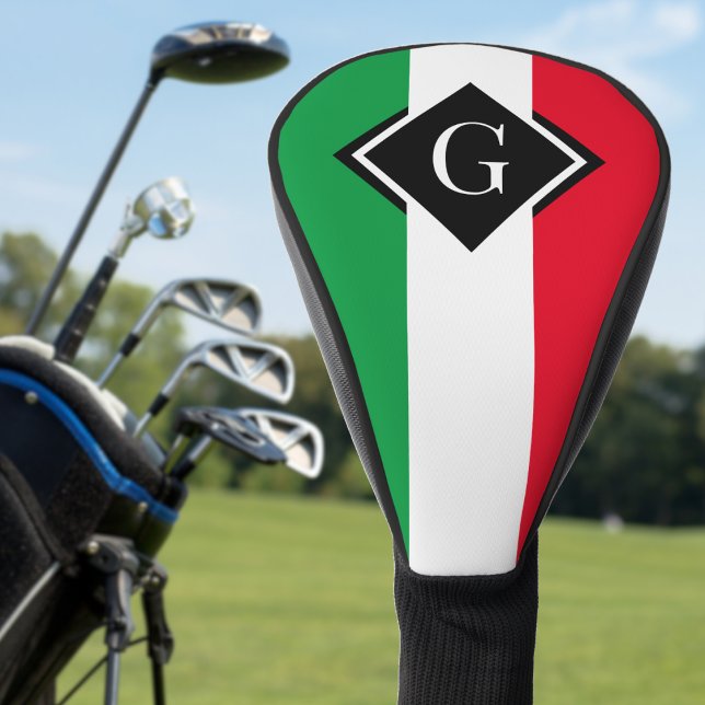Italy Italian Flag Red White Green Italia Initial Golf Head Cover (italy italian flag monogram golf head cover)