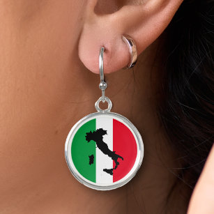 Italy Italian Flag Red White Green Italia Map Earrings