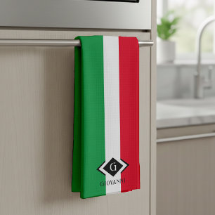 Italy Italian Flag Red White Green Italia Monogram Tea Towel