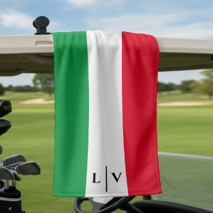 Italy Italian Flag Red White Green Name Initials Golf Towel