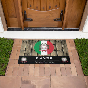 Italy & Italian Flag Rustic Wood / Family Doormat