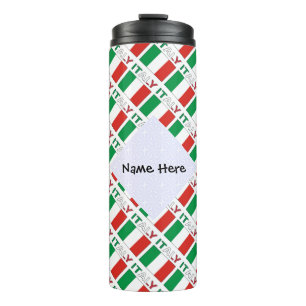 Italy Italian Flag Tiled Black Personalisation  Thermal Tumbler