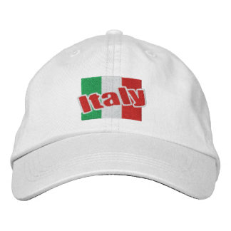 Italy Italian Flag With Text Embroidered Hat