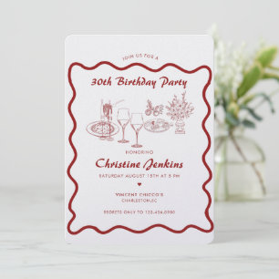 Italy Italian Food Whimsical Birthday Invitation