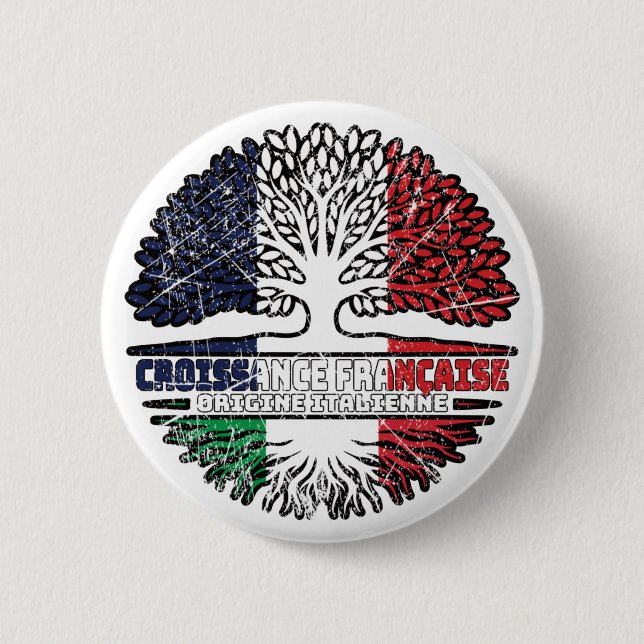 Italy Italian French France Tree Roots Flag 6 Cm Round Badge (Front)