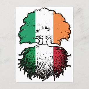 Italy Italian Irish Ireland Tree Roots Flag Postcard