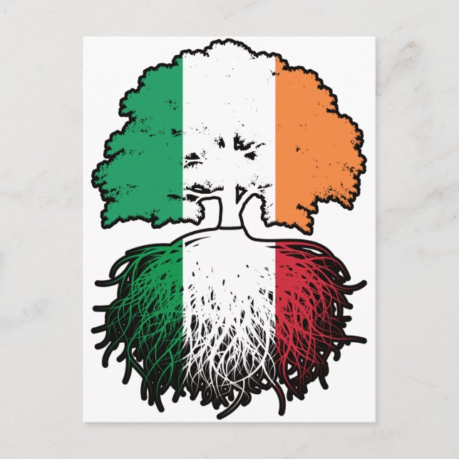 Italy Italian Irish Ireland Tree Roots Flag Postcard (Front)
