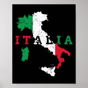 Italy Italian Map Flag Pride Gift Heritage Italia  Poster