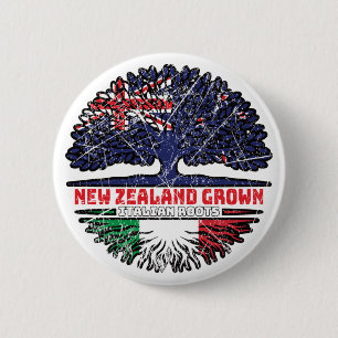 Italy Italian New Zealander New Zealand Tree Roots 6 Cm Round Badge