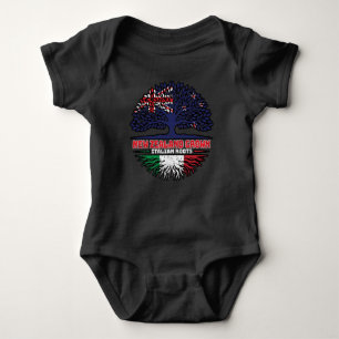 Italy Italian New Zealander New Zealand Tree Roots Baby Bodysuit