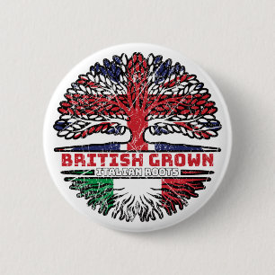 Italy Italian Uk United Kingdom British Tree Roots 6 Cm Round Badge